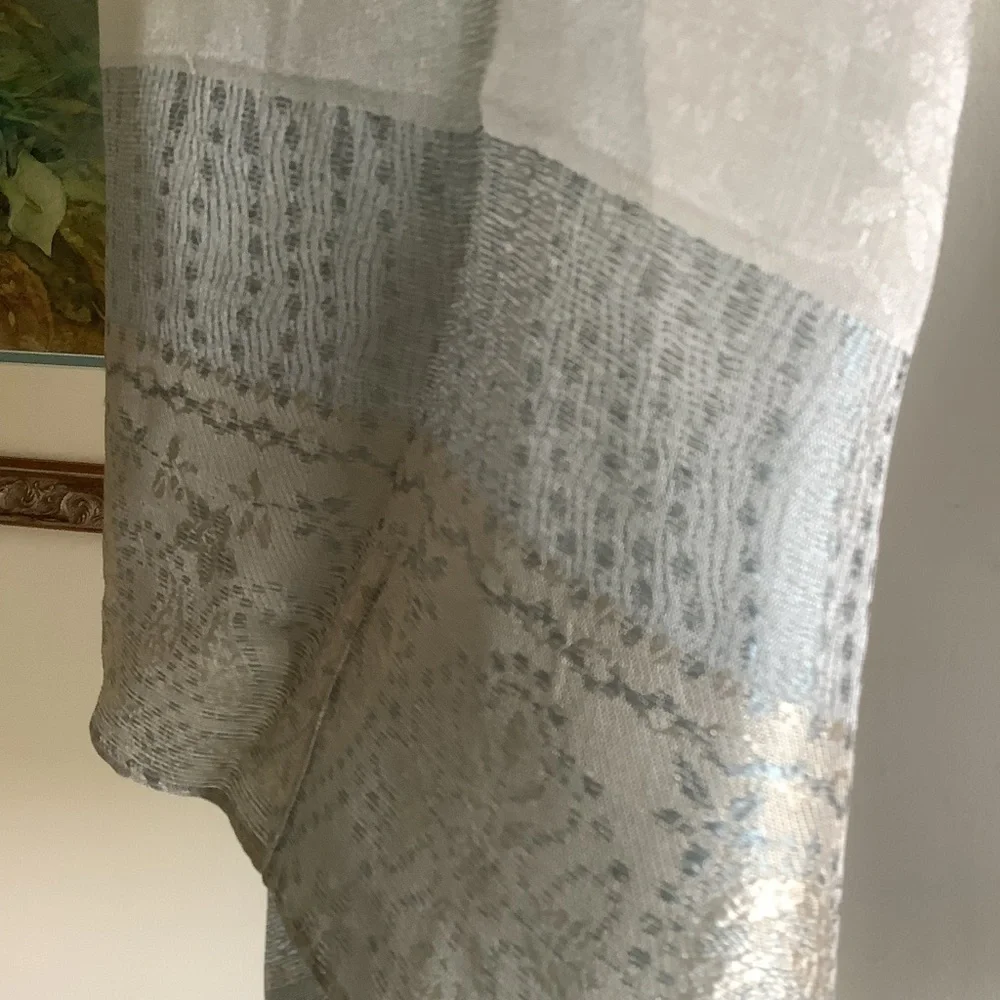 Sheer Silk Striped Rectangular Scarf